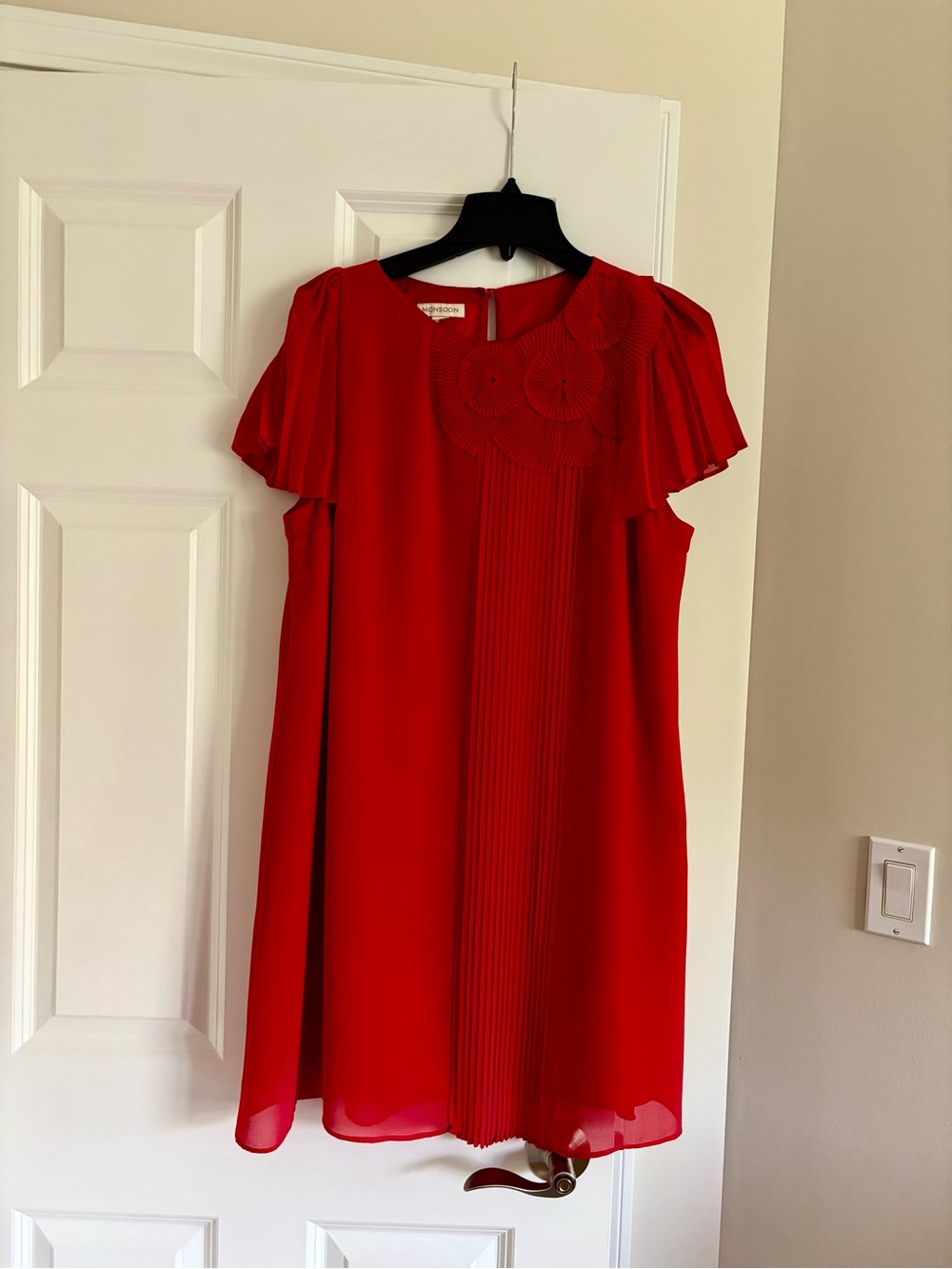 Monsoon Red Mini Dress with Flutter Sleeves